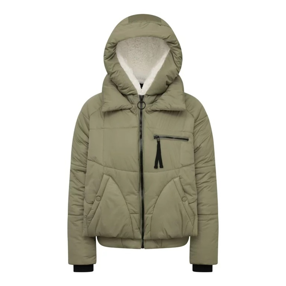 NWT Avec Les Filles Thermalpuff™ Hooded Utility Puffer Jacket Size XS